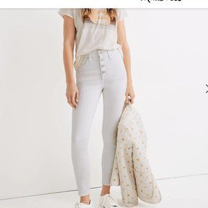 Madewell Skinny Crop Jeans Pure White Button Front